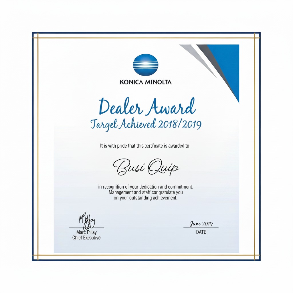 Konica Minolta Dealer Award Target Achieved 2018/2019