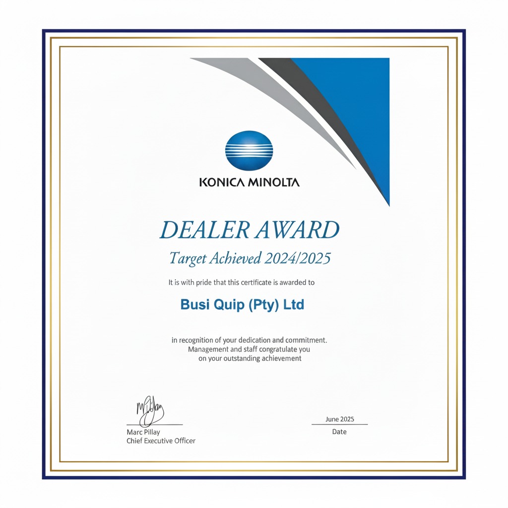 Konica Minolta Dealer Award Target Achieved 2018/2019