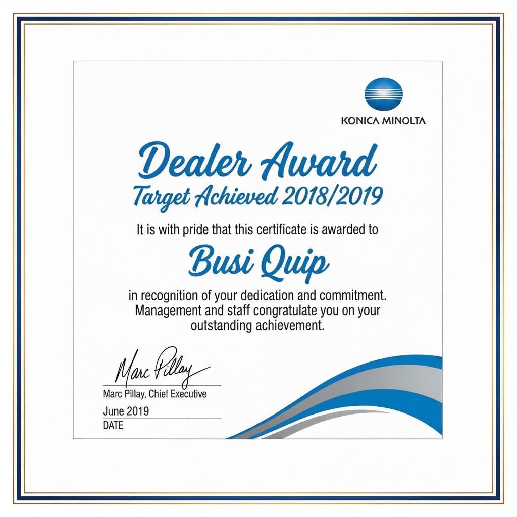 Konica Minolta Dealer Award Target Achieved 2024/2025